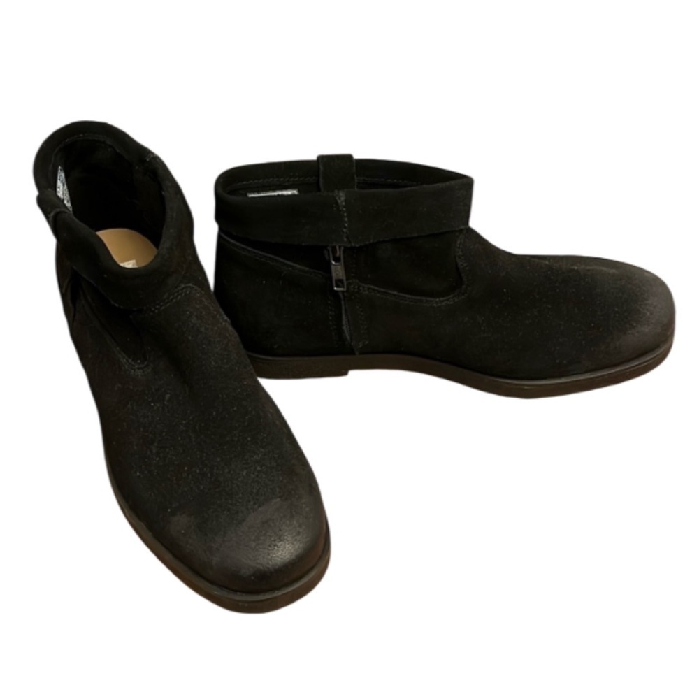 UGG Black Suede Ankle Boots with Side Zip